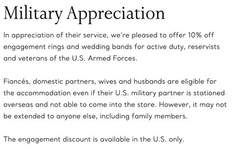 does tiffany and co give military discount